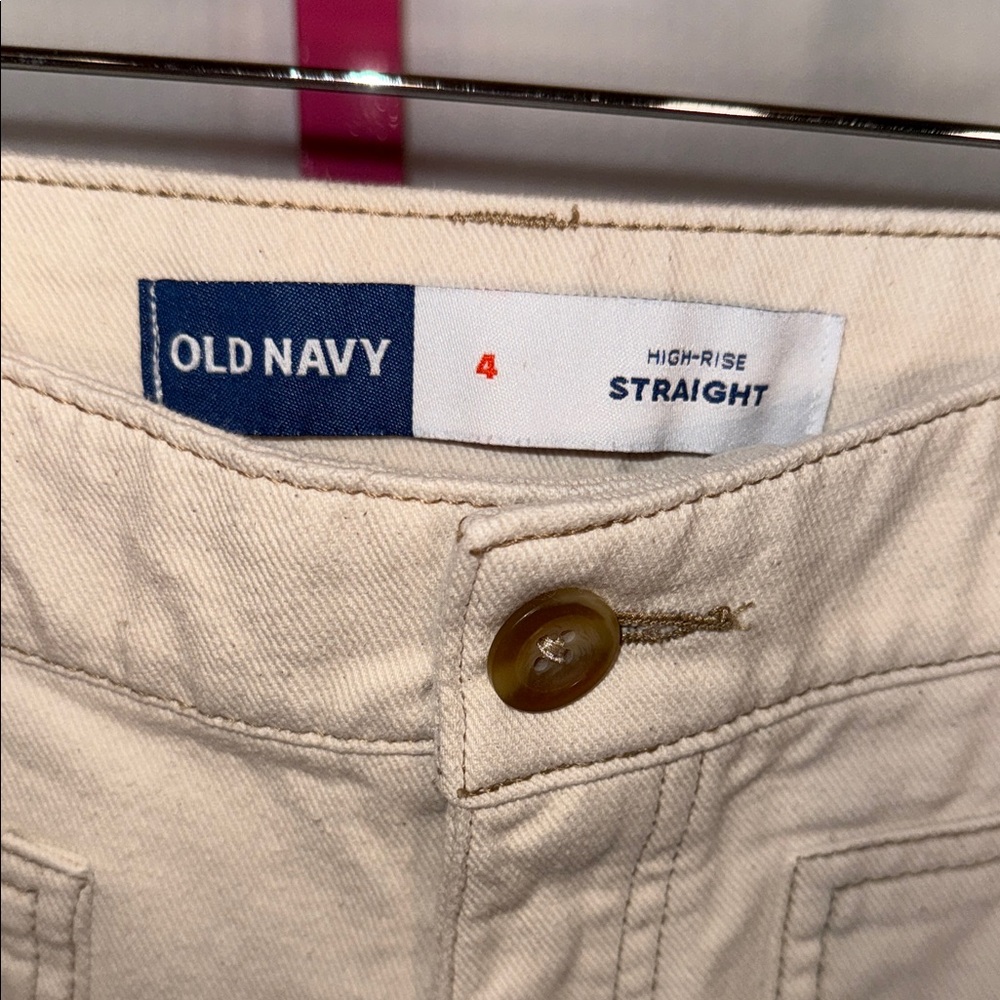 Old Navy Cream Straight Leg Women's Pants - Picture 2 of 6